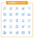 Corona virus prevention. covid19 tips to avoid injury 25 Blue icon for presentation medical pills, tissue box, test, tissue, box Royalty Free Stock Photo