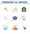 Corona virus prevention. covid19 tips to avoid injury 9 Flat Color icon for presentation hospital signboard, tooth, sick, dental, Royalty Free Stock Photo