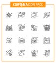 Coronavirus awareness icons. 16 Line icon Corona Virus Flu Related such as experiment, shield, dental, medical, protection