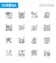 Novel Coronavirus 2019-nCoV. 16 Line icon pack list, diet, securitybox, check list, hands