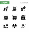 Corona virus prevention. covid19 tips to avoid injury 9 Solid Glyph Black icon for presentation shop, securitybox, spray, safe,