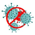 Corona virus red stop sign global warning illustration