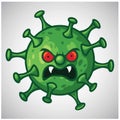 Corona Virus Scary Evil Monster Cartoon Character Design Vector Illustration