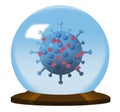 A corona virus is seen inside a crystal ball Royalty Free Stock Photo