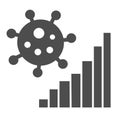 Corona virus statistics solid icon, coronavirus epidemic concept, Covid-19 growth graph sign on white background, virus