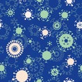 Corona Virus Symbol Green and Blue Vector Pattern