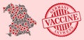 Corona Virus Vaccination Mosaic Germany Map and Scratched Vaccination Stamp
