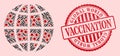 Corona Virus Vaccination Mosaic Planet Globe and Rubber Vaccination Stamp