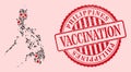 Corona Virus Vaccine Mosaic Philippines Map and Rubber Vaccine Seal