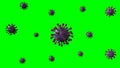 Corona Virus Violet Rotation spinning in center Isolated with Green Screen. Microbiology And Virology Concept Covid-19. Virus