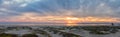Coronado Beach in San Diego by the Historic Hotel del Coronado, at sunset with unique beach sand dunes, panorama view of the Pacif Royalty Free Stock Photo
