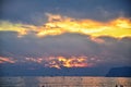 Coronado Beach in San Diego by the Historic Hotel del Coronado, at sunset with unique beach sand dunes, panorama view of the Pacif Royalty Free Stock Photo