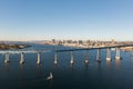 Coronado bridge with San Diego skyline in distance. Royalty Free Stock Photo