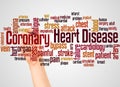 Coronary Heart Disease word cloud and hand with marker concept