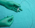 Coronary Imaging Catheter. Dual Lumen Catheter. Coronary angiography showing Micro Catheter guidewire