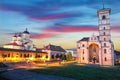 The Coronation Orthodox Cathedral and Roman Catholic cathedral in Fortress of Alba Iulia Royalty Free Stock Photo