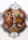 Coronation of the Virgin Mary, fresco on the ceiling of the Church of Our Lady of Sorrows in Rosenberg, Germany Royalty Free Stock Photo