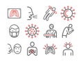 Coronaviridae line icons. Symptoms. Vector signs for web graphics