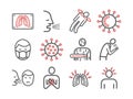 Coronaviridae line icons. Symptoms. Vector signs for web graphics Royalty Free Stock Photo