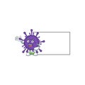 Coronavirinae with board cartoon mascot design style Royalty Free Stock Photo