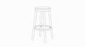 CIllustration of a Black and White Wooden Bar Stool Royalty Free Stock Photo