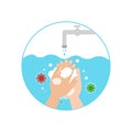 Coronavirus alert. Wash your hands icon. Wuhan virus prevention. Stop global epidemic of novel coronavirus. Vector