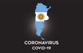 CoronaVirus in Argentina and Country flag inside Country border Map Vector Design Royalty Free Stock Photo