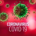 Coronavirus attention background. Microscopic bacterium covid-19. World global pandemic. Vector illustration EPS10.