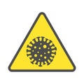 Coronavirus attention sign. Virus, bacteria, microbe icon. Vector covid-2019 sign in flat style. EPS 10 Royalty Free Stock Photo
