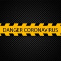 Coronavirus Attention warning tape. Perspective view. Epidemic barrage lines. Vector Illustration isolated on white background.