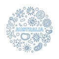 Coronavirus in Australia vector round thin line illustration Royalty Free Stock Photo