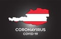 CoronaVirus in Austria and Country flag inside Country border Map Vector Design