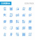 Coronavirus Awareness icon 25 Blue icons. icon included health, list, securitybox, document, platelets