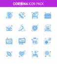 Simple Set of Covid-19 Protection Blue 25 icon pack icon included box, tubes, care, test, room Royalty Free Stock Photo