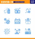Coronavirus Awareness icon 9 Blue icons. icon included check, pandemic, hand, infection, disease