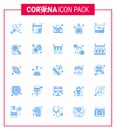 Coronavirus Awareness icon 25 Blue icons. icon included hand, cream, tubes, lotion, tissue