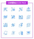 Coronavirus Awareness icon 16 Blue icons. icon included heart care, heart, bones, beat, medical Royalty Free Stock Photo