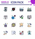 Coronavirus Awareness icon 16 Flat Color Filled Line icons. icon included lab, test, hand washing, tubes, experiment
