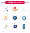 Coronavirus Awareness icon 9 Flat Color icons. icon included healthcare, medica, night, nose infection, disease