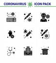 Coronavirus Awareness icon 9 Solid Glyph Black icons. icon included disease, covid, virus, virus, sick