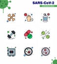 Coronavirus Precaution Tips icon for healthcare guidelines presentation 9 Filled Line Flat Color icon pack such as pill, sports,