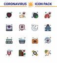Coronavirus awareness icons. 16 Flat Color Filled Line icon Corona Virus Flu Related such as report, file, attack, coronavirus,