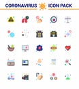 Coronavirus awareness icons. 25 Flat Color icon Corona Virus Flu Related such as test, covid, hand, bacteria, touch