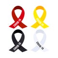 Coronavirus awareness ribbon set isolated on white background.