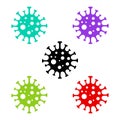 Coronavirus bacteria cells icons vector