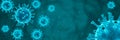 Coronavirus bacteria COVID-19 cell illustration banner, 3D render Royalty Free Stock Photo