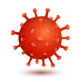 Coronavirus bacteria model isolated on white background. Covid-19 epidemic infectious disease. Cellular infection. Realistic virus