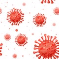 Coronavirus bacteria red cell seamless pattern vector illustration bacterial virus microbiology