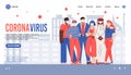 Coronavirus banner with group of people wearing medical masks