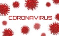 Coronavirus banner. Red virus bacteria cells 3D render background image on white background. Flu, influenza, covid-19 model Royalty Free Stock Photo
